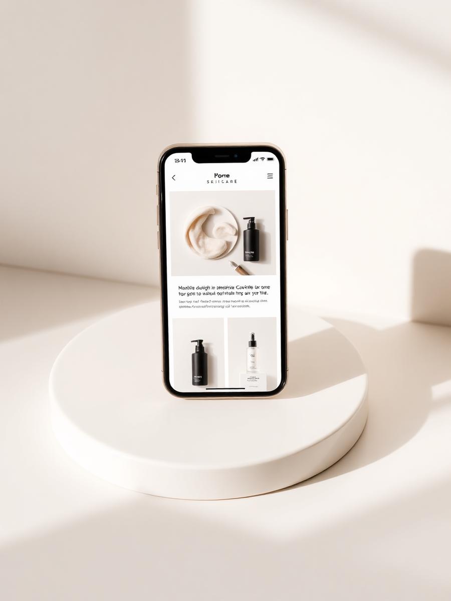 Luxury skincare iPhone mockup